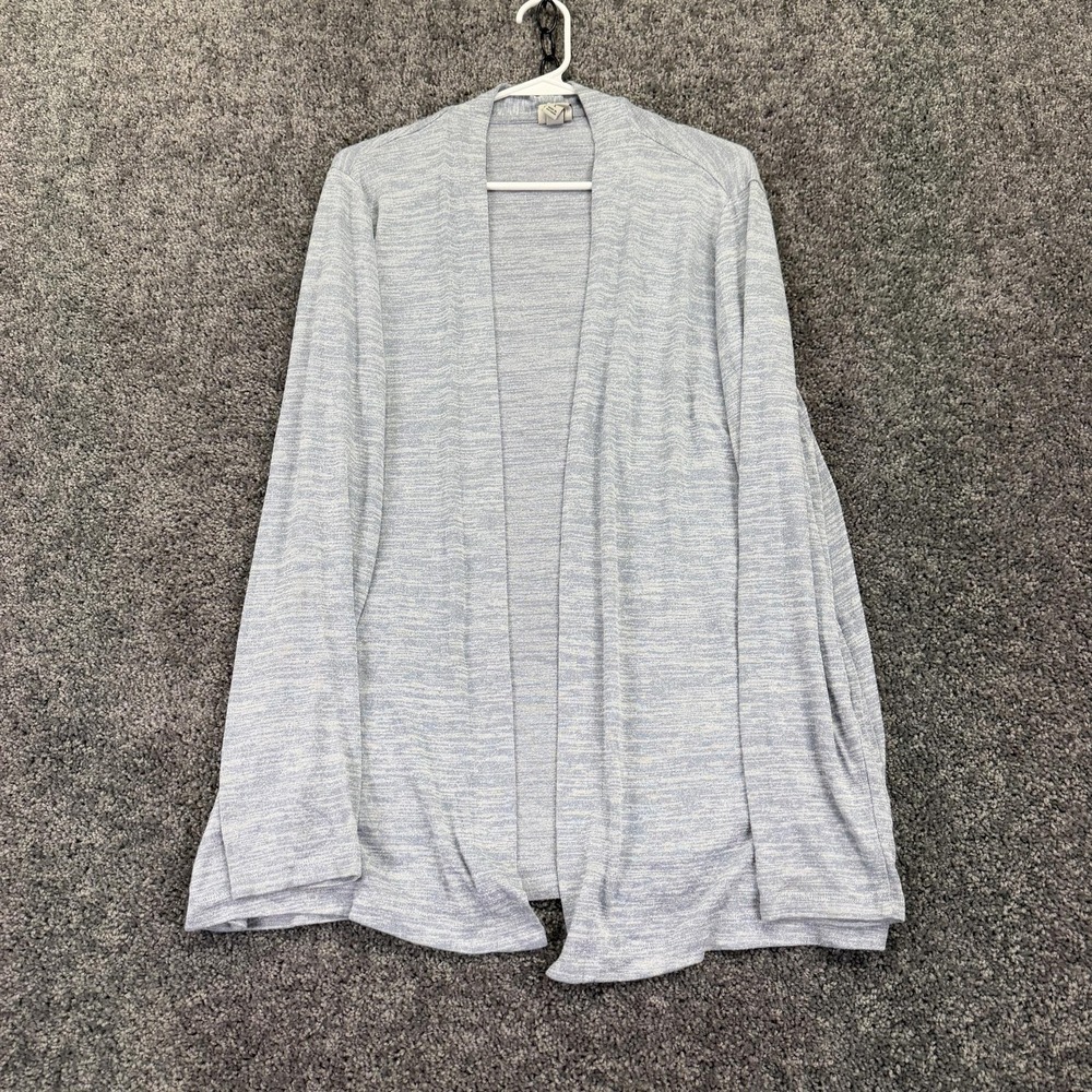 A New Day Sweater Cardigan Womens L Gray Open Front Lightweight Knit Casual